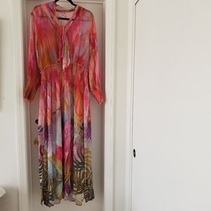 Blank London multicolor maxi long sleeves  womens dress size M.